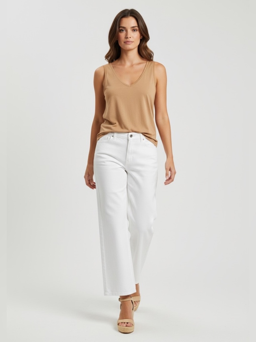 Coldwater Creek Off White Natural Fit Cropped Denim Jeans Women’s Size 14 NWT